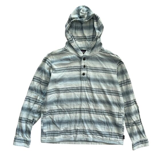 Patagonia Other - Patagonia Mens Organic Cotton Stripe Hooded Shirt Blue M Beachy Coastal Surf